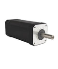 High Performance Industrial Brushless DC Motor 24 Volt 105 Watt Low Noise Automation Part Custom Speed Drive For Smooth High Efficiency Machinery Runs Cold, side view of motor with metal shaft.