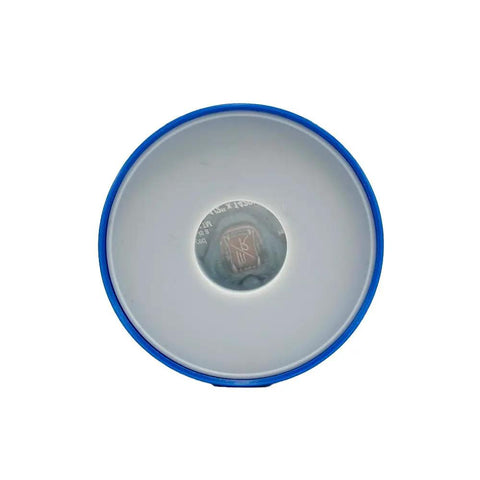 Blue Teflon Thread Tape One Half Inch 1429 Series PTFE Pipe Thread Sealant Tape in roll, top view showing interior