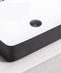 Bathroom Vessel Sink - Countertop Wash Basin with Thin Ed, Art Design for Home & Hotel - Counter Basin for Modern Bathrooms close-up view of sleek edge and drain.