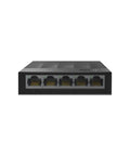 Front view of Litewave Five Port Gigabit Ethernet Switch with five RJ45 ports, ideal for desktop use and expanding home or small office network.