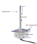 TYC-40 DC 12V 5RPM Synchronous Gear Motor CW CCW With Inner Screw Shaft, 7.4 cm Long, dimensions labeled, metal plastic