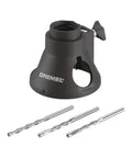 Total Game Changer Multipurpose Cutting Kit Featuring Quick Depth Control sturdy guide and smooth rotary blades for crisp drywall jobs, Dremel attachment with router bits.