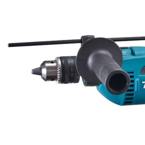 Close-up of durable build, Five Eighth Inch Hammer Drill for Concrete and Wood, Heavy Duty Corded Hammer Drill Power Tool handle and chuck.