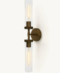 LumoCraft 22 Inch Hardwired Bronze Wall Sconce Clear Glass 2 Light Bathroom Sconce Living Room Wall Sconce for Bedroom (Bulb Included) with clear glass shade.