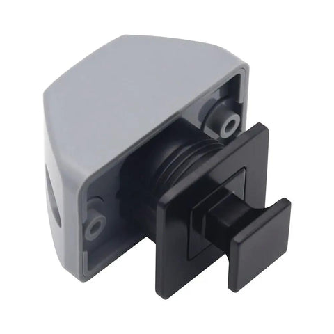 RV Push Cabinet Lock Latch for Motorhome Camper Yacht Drawers and Doors, nylon and stainless steel construction, side view
