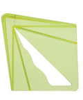Front view of Savannah Center Finder; translucent lime-green plastic templates for 8-inch round, square, octagon stock