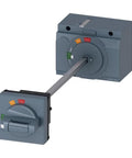 Heavy Duty Molded Case Circuit Breaker Accessory Door Interlock Rotary Operating Mechanism with gray finish and operating lever.