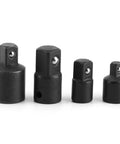 Cool Anu Limen 4 Piece Chrome Vanadium Socket Adapter Set Makes Auto Repair A Snap With Flexible Drive Reducers And Converters For Quick Torque Fixes Without The Hassle. Four black CRV socket adapters with drive sizes for auto repair