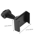 Hands Free Golf Phone Holder Clip For Golf Carts And Clubs With 360 Degree Rotating Swing Cam Mount showing 1.6 x 2.7 inch dimensions