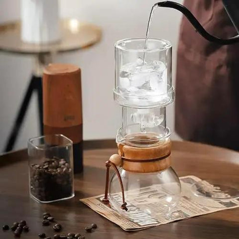 Portable Cold Brew Coffee Maker With Slow Drip Tower And Adjustable Flow Control For Smooth Tea Infusion And Ice Drip Excellence in use with ice water