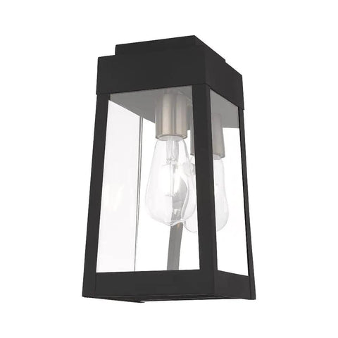 12 Inch Oslo Outdoor Wall Lantern In Satin Brass Finish With Clear Glass For Porch Or Patio, sleek design featuring clear glass