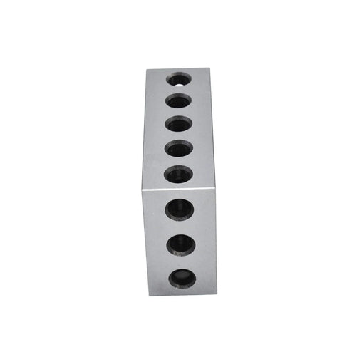 Side view of one block from 2 Pack 2 4 6 Machinist Blocks With 23 Holes Matched Pair Precision Set Up Blocks For Milling Machines.