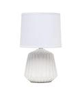 Petite Pleated Ceramic Table Lamp With Off White Fabric Shade 5 Ft Cord 40W Equivalent Type B Bulb Not Included Classic English Style Accent Light