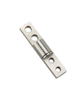 Silver 360-degree torque hinge with embedded circular rod, mounting plates with four screw holes.