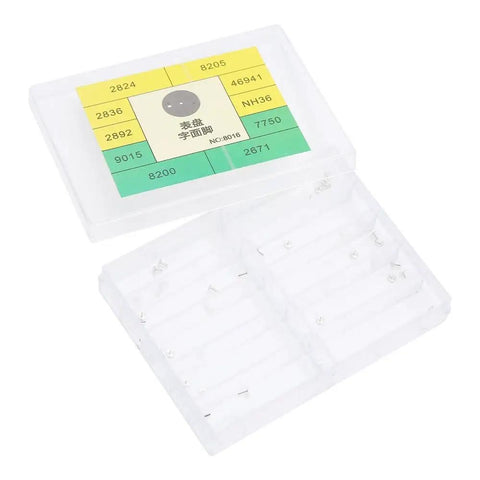 Alloy Watch Dial Feet Kit With Assorted Sizes For Easy Wristwatch Repair shown in organized storage case