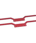 Heavy Duty RC Car Chassis Frame Side Beams for MN99S and MN98 One Twelfth Scale, Metal Upgrade Parts in Red, angled view