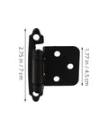Self-Closing Spring Door Hinge For RV And Cabinet Doors Half Overlay Semi Concealed Steel Hinges Thick Durable Construction Ideal For Camper Cabinets And Various Projects With Smooth Quiet Auto Close shown with dimensions