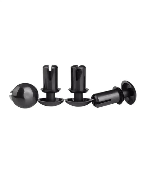 50 Piece Black Nylon Rivet Kit Heavy Duty Push Pins Made Tough As Nails for quick secure install, showcasing black nylon rivets.
