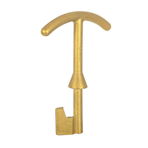 Heavy Duty Solid Brass Water Meter Box Key With An Angled Five Point Five Inch Shaft for easy utility valve access.