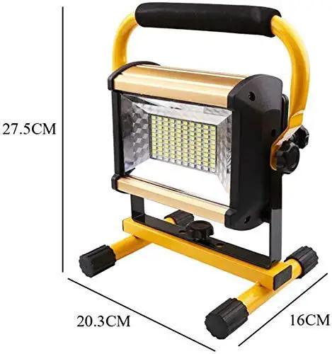 Spot Lighting Rechargeable Cordless Led Work Light Portable Floodlight with a 27.5 cm height and 20.3 cm width, sturdy handle.