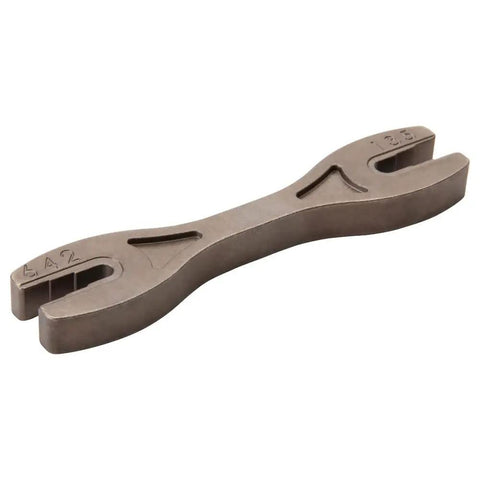 Six Way Spoke Wrench for Motorcycle and Bicycle Wheels, Heavy Duty Steel Construction, Adjustable Design, shown flat on white background