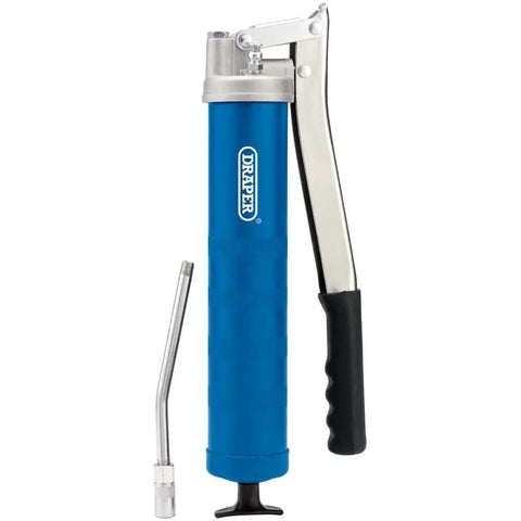 Heavy Duty 500 CC Lever Grease Gun For Bulk Or Cartridge Loading, Handles Stiff To Heavy Grease, with delivery tube and connector.