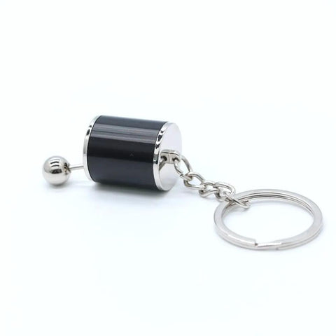 Six Speed Manual Transmission Gear Shift Keychain With Realistic Moving Gears And Clickable Shifter Durable Black Metal Car Accessory