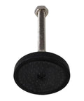 Top Tier Adjustable Furniture Leveling Feet With Universal Joint Nylon Glide Pads And M12 X 100mm Threaded Stems, black nylon base and steel threaded stem.
