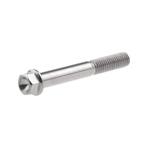 Titanium hex flange bolt, M8 x 65mm, 1.25mm pitch, front view