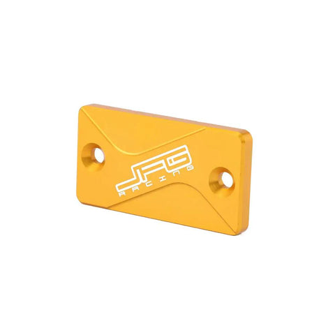 Gold metal brake fluid cover from Premium 6061 T8 Aluminum Front And Rear Brake Fluid Reservoir Cover Cap Set For RM125 RM250 2001 2008 RMZ250 2007 2022 RMZ450 2005 2022 RMX450Z 2010 2017 Dirt Bike Gold Finish.
