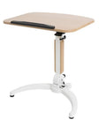 Mobile Height Adjustable Standing Desk With Sturdy Silent Rolling Casters And Flexible Tray Surface, wooden top, adjustable height, mobile.