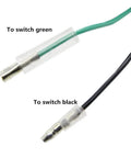 Close-up of green and black wires with labels for switch connections in Beefed Up 12V 250A Winch Solenoid Relay Contactor Replacement.
