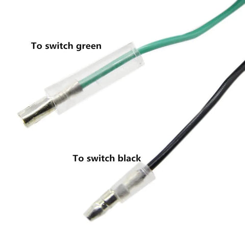 Close-up of green and black wires with labels for switch connections in Beefed Up 12V 250A Winch Solenoid Relay Contactor Replacement.