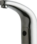 Automatic Infrared Sensor Electronic Metering Faucet With Chrome Finish For Commercial Sink Installations side view, sleek design and polished chrome surface.