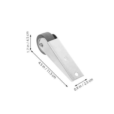 Smooth As Butter Sliding Door Rollers Straight Up Sturdy Barn Door Wheels Heavy Duty Galvanized Nylon Casters close-up with measurements.