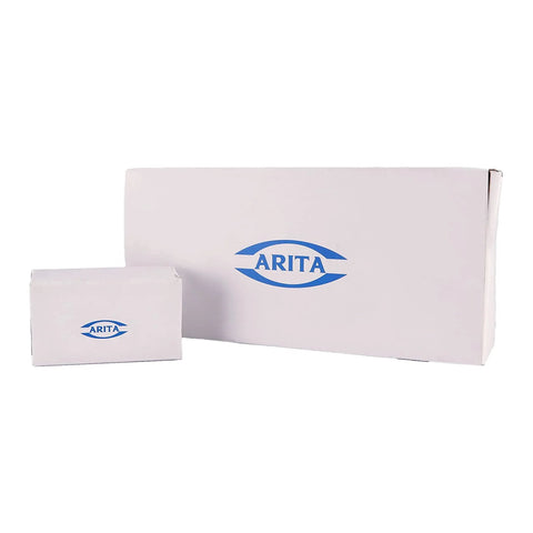 Front view of two white ARITA packaging boxes with blue ARITA logo.