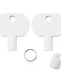 Two white replacement keys and a ring for Two Pack Soap Dispenser Key Replacement For 1L Deb And SC John-Son Dispensers