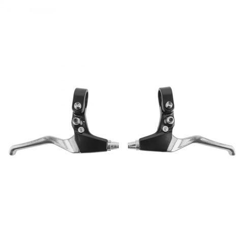 Locking Brake Levers For 22.2mm Clamp Bikes, 3 Finger Lock, Forged Alloy Construction, Black And Silver Finish, Side View