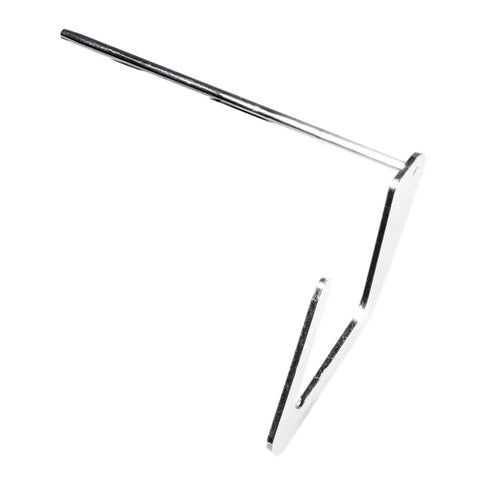 Universal quilting guide bar for sewing machines, chrome rod with flat mounting plate, side view