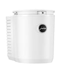Top Tier One Liter Countertop Milk Chiller For Espresso Makers With Integrated Digital Scale And Peltier Cooling Tech To Keep Your Fresh Dairy Frosty For Silky Foam Drinks That Hit The Spot Daily On Your Kitchen Counter Setup In Clean White Renewed, showcasing sleek design.