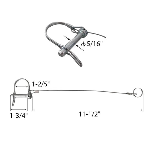 Five Piece Trailer Coupler Pins Set Five Sixteenths By One And Three Quarters Inch With Plastic Coating Tether And Quick Release Ring Zinc Plated Steel Shaft Tongue Pin For Secure Hitch And Loss Prevention