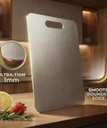 Stainless steel cutting board; ultra-thin 1mm, smooth rounded edge on kitchen counter