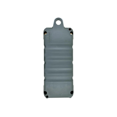 Sturdy Waterproof Industrial Crane Pushbutton Switch Control Box With Three Button Operation For Electric Hoist Lift And Automation Robots Durable Metal Housing gray protective casing for overhead use.