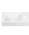 Wall Mounted Bathroom Sink 15x7 Inch Small Ceramic Rectangular Vessel Basin With Right Hand Faucet Hole Space Saving White Powder Room Fixture