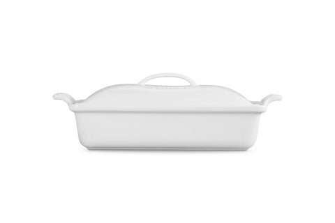Premium Stoneware Covered Rectangular Casserole 4 Quart 12 By 9 Inch White Bakeware For Even Heating And Heat Retention Scratch Resistant