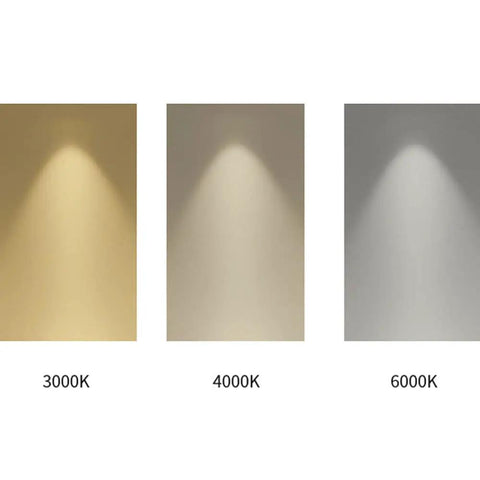 9 Pack Led Recessed Downlights Beefy Aluminum Housing Slick Heat Transfer Moisture Resistant Cable Links 25 Watt Warm White Can Lamps For Conference Rooms And Retail Spaces showing light colors 3000K, 4000K, 6000K on wall.