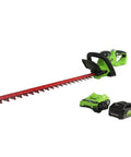Cordless 24V Hedge Trimmer with 22 Inch Laser-Cut Blades, Dual Action Steel, 4Ah Battery and USB Charger Included, Up to 60 Min Run Time