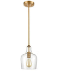Sleek Modern Brass Glass Kitchen Pendant Light With Rod-Hung Design, Gold Finish One-Light Fixture, Hand-Blown Glass Shade
