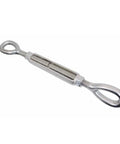 Rock Solid T316 Stainless Steel Eye Eye Turnbuckle Measuring One Point Five By Twelve Inches showcasing drop forged design for rigging tasks.