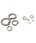 All In One 480 Piece 304 Stainless Steel Spring Lock Washer Set With 9 Sizes M2 Through M10 In Transparent Storage Case For Automotive Electrical And Marine Projects, assorted sizes